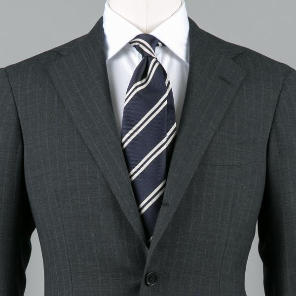 Ring Jacket CALM TWIST Wool Suit Grey Stripe