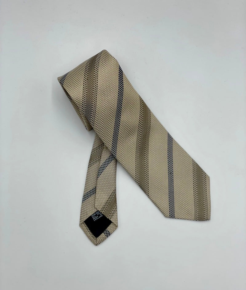 Drakes Gold Textured Stripe Tie