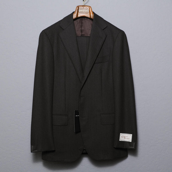 Ring Jacket Calm Twist Herringbone CharBrown Suit