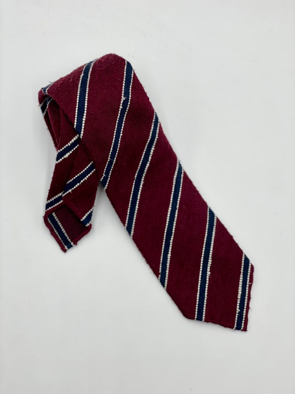 Drakes Red Shantung Stripe Tie