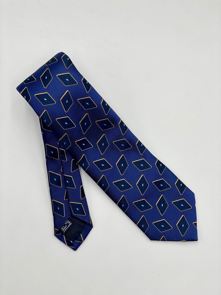 Drake's Navy Geometric Tie