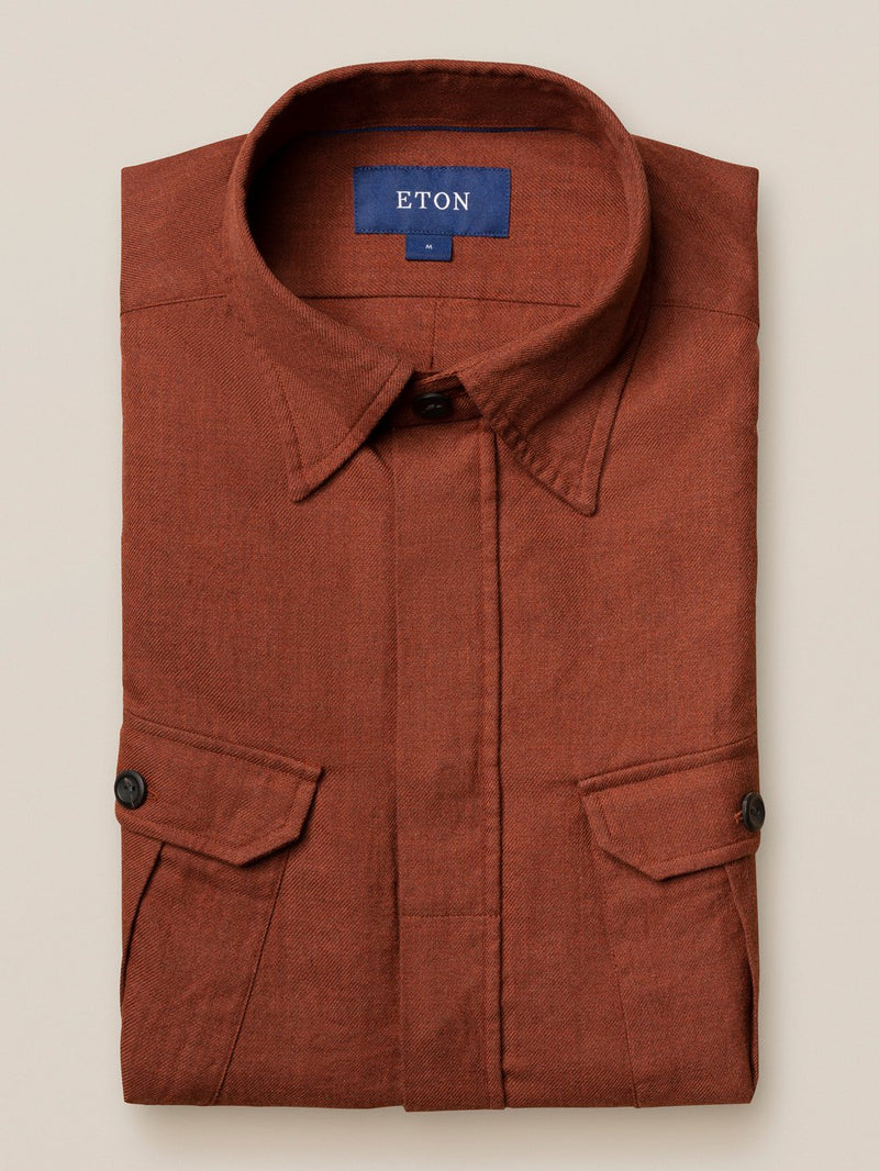 Eton Flannel Overshirt Rust