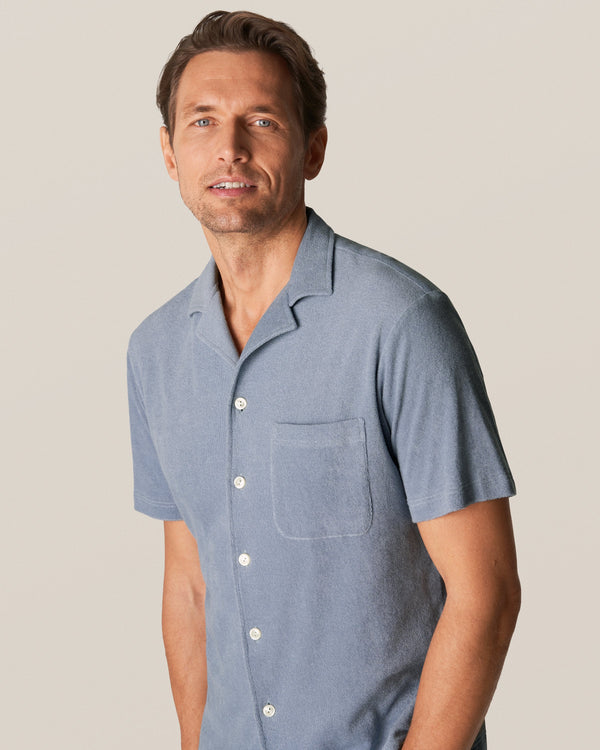 Eton Blue Terry Resort Shirt