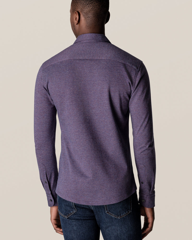 Eton Mouline Jersey Shirt Mid Purple