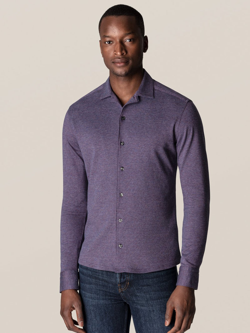 Eton Mouline Jersey Shirt Mid Purple