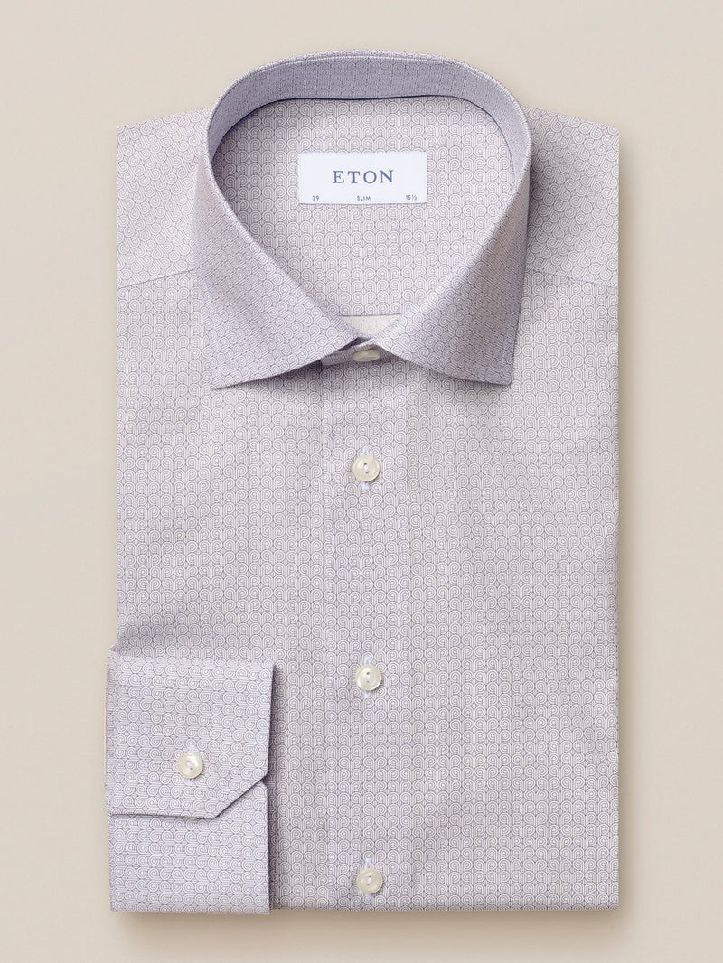 Eton Slim Fit Blue art deco print poplin shirt