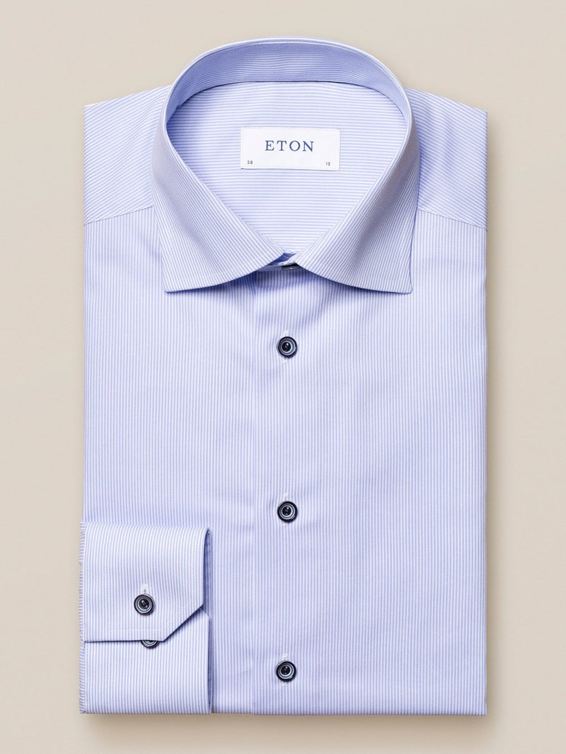 Eton Slim Fit Fine Line Bengal Stripe Blue