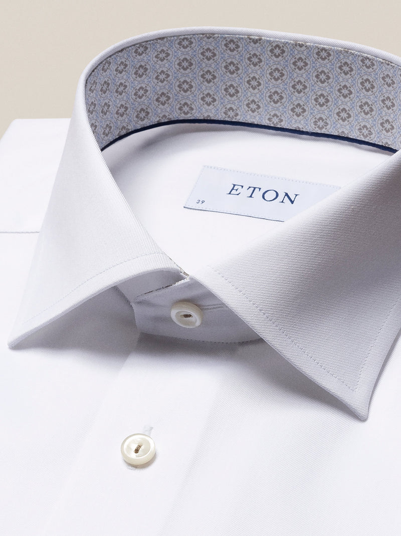 Eton White Signature Twill Shirt – Contrast Details