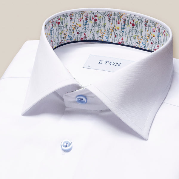 Eton White Signature Twill Shirt – Contrast Details Slim Fit