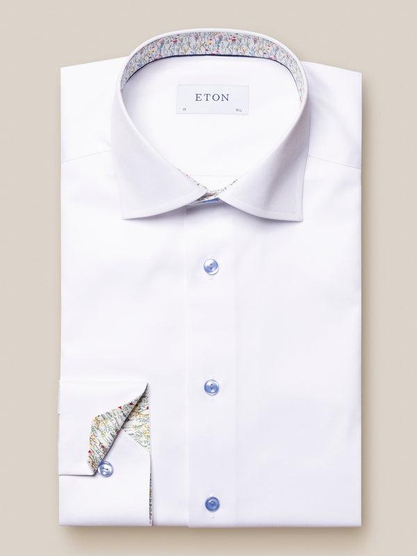 Eton White Signature Twill Shirt – Contrast Details Slim Fit