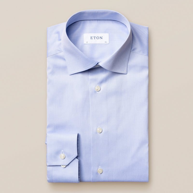 Eton Signature Twill Blue Dress Shirt Contemporary Fit