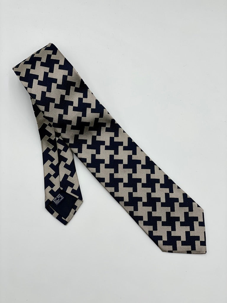 Drakes Navy Gold Exploded Sawtooth Tie