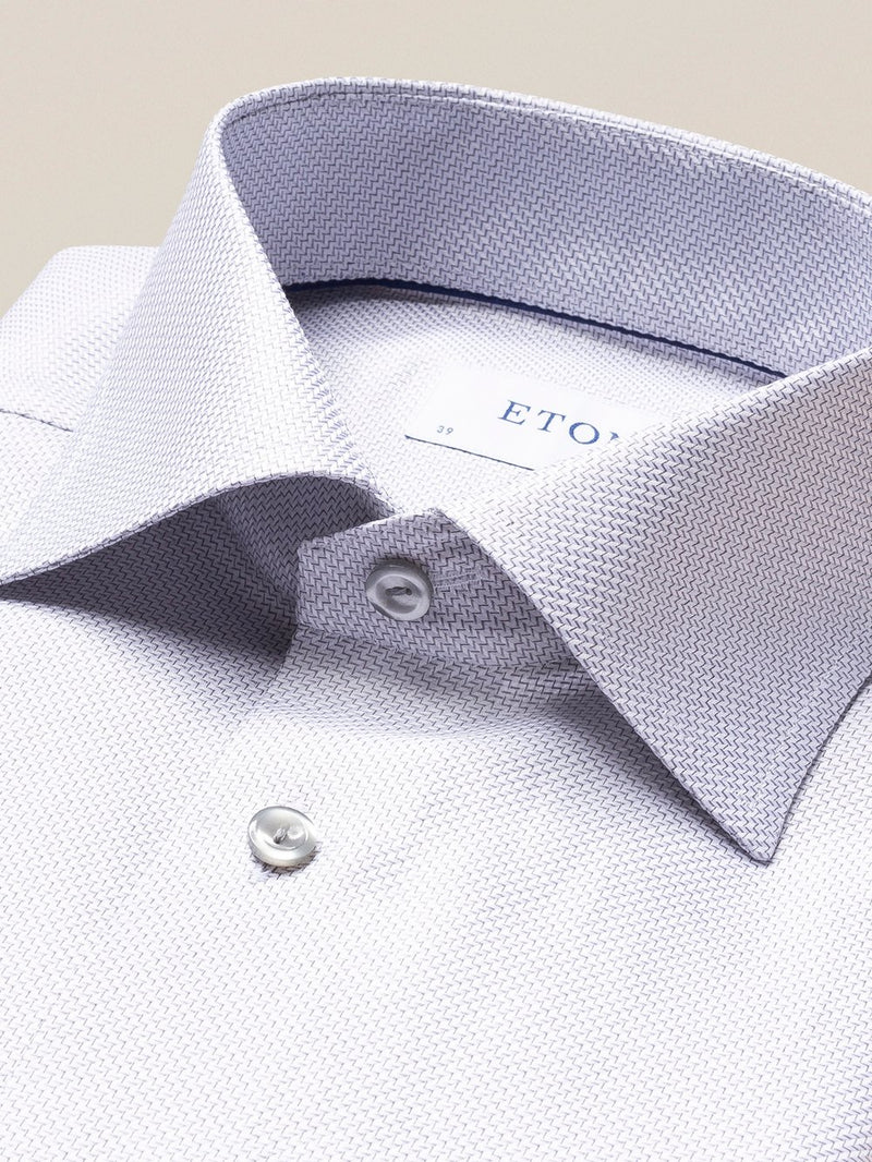 Eton Contemporary Fit Light Silver Herringbone Dress Shirt