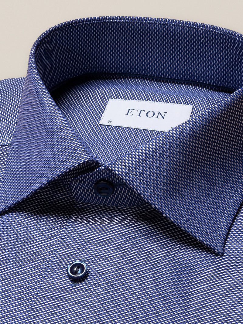 Eton King Navy Twill Contemporary Fit Long Sleeve Shirt