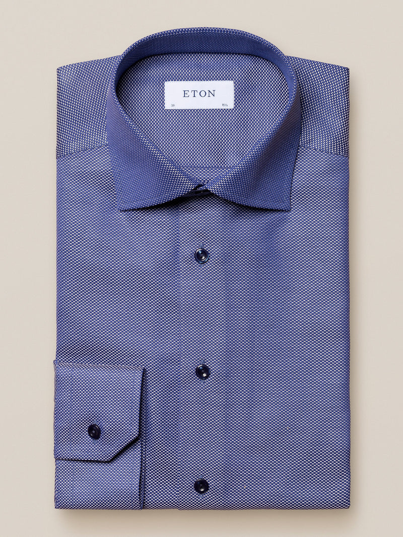 Eton King Navy Twill Contemporary Fit Long Sleeve Shirt