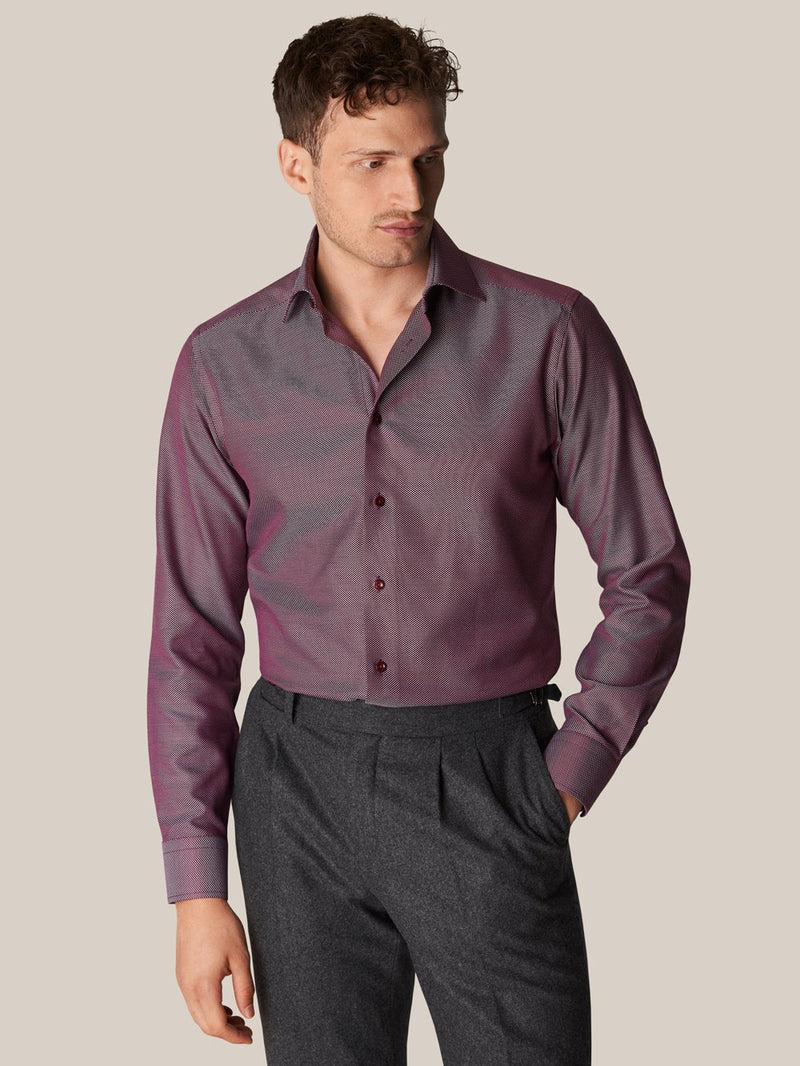 Eton King Burgundy Twill Contemporary Fit Long Sleeve Shirt