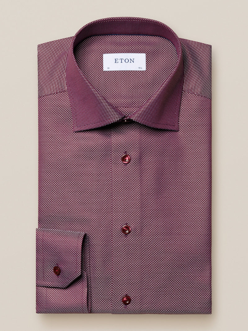 Eton King Burgundy Twill Contemporary Fit Long Sleeve Shirt