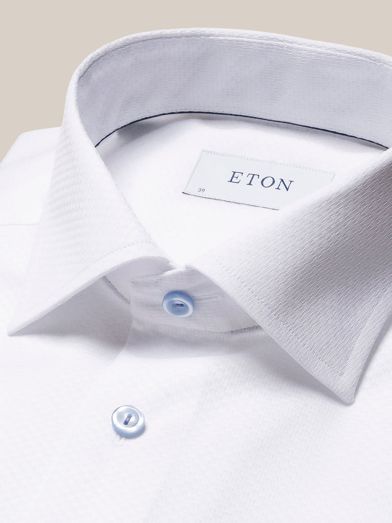 Eton Contemporary Fit White Dobby Print Shirt