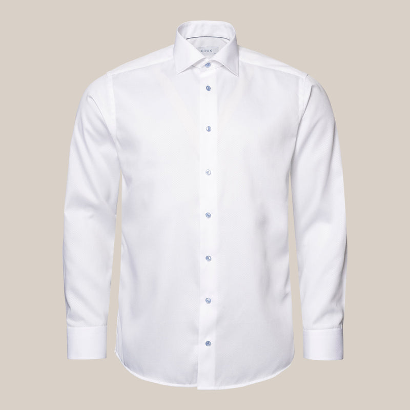 Eton Slim Fit White Dobby Print Shirt