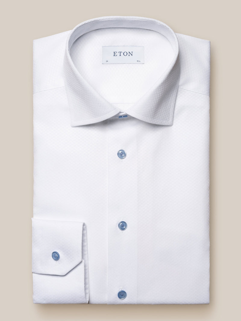 Eton Slim Fit White Dobby Print Shirt