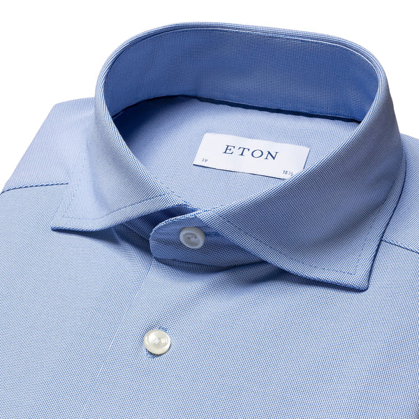 Eton Blue Four Way Stretch Performance Dress Shirt Slim Fit