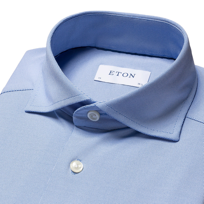 Eton Blue Four Way Stretch Performance Dress Shirt Slim Fit