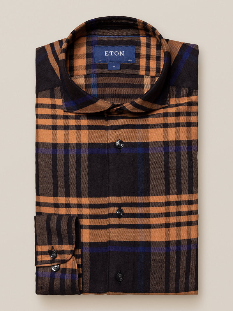 Eton Bold Plaid Cotton–Tencel™ Flannel Shirt
