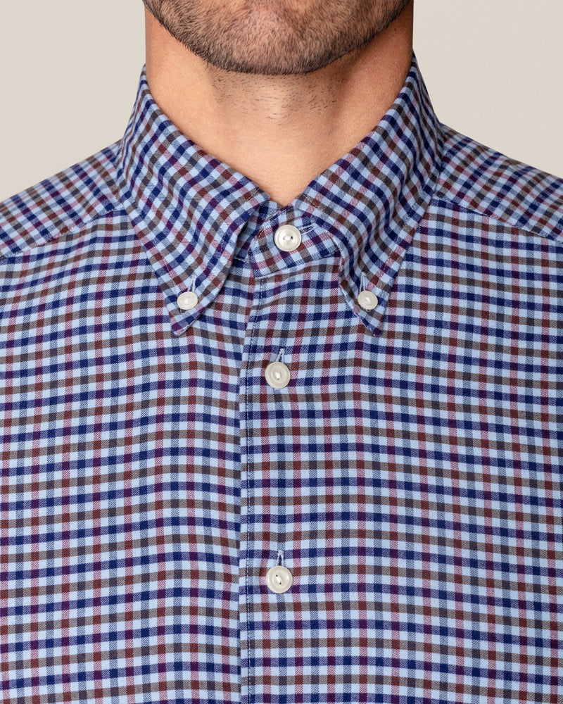 Eton Burgundy Cotton Tencel Flannel Shirt