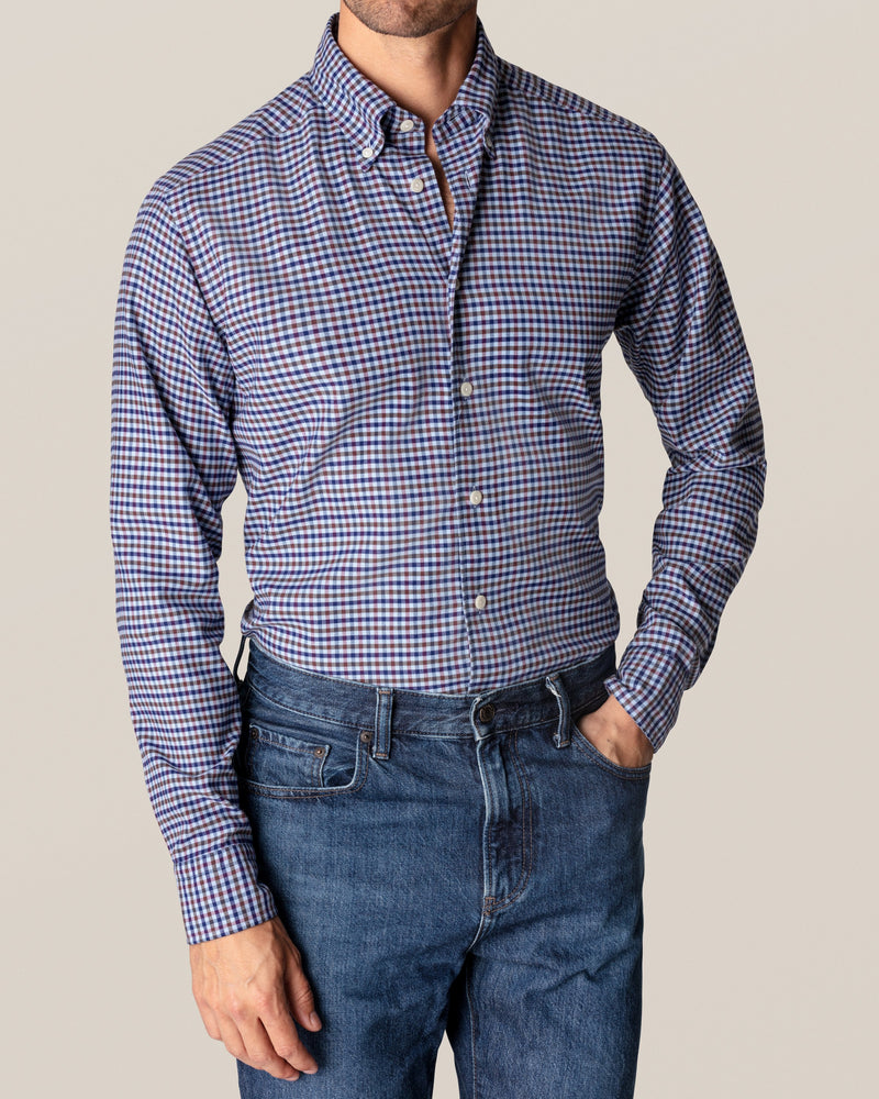 Eton Burgundy Cotton Tencel Flannel Shirt