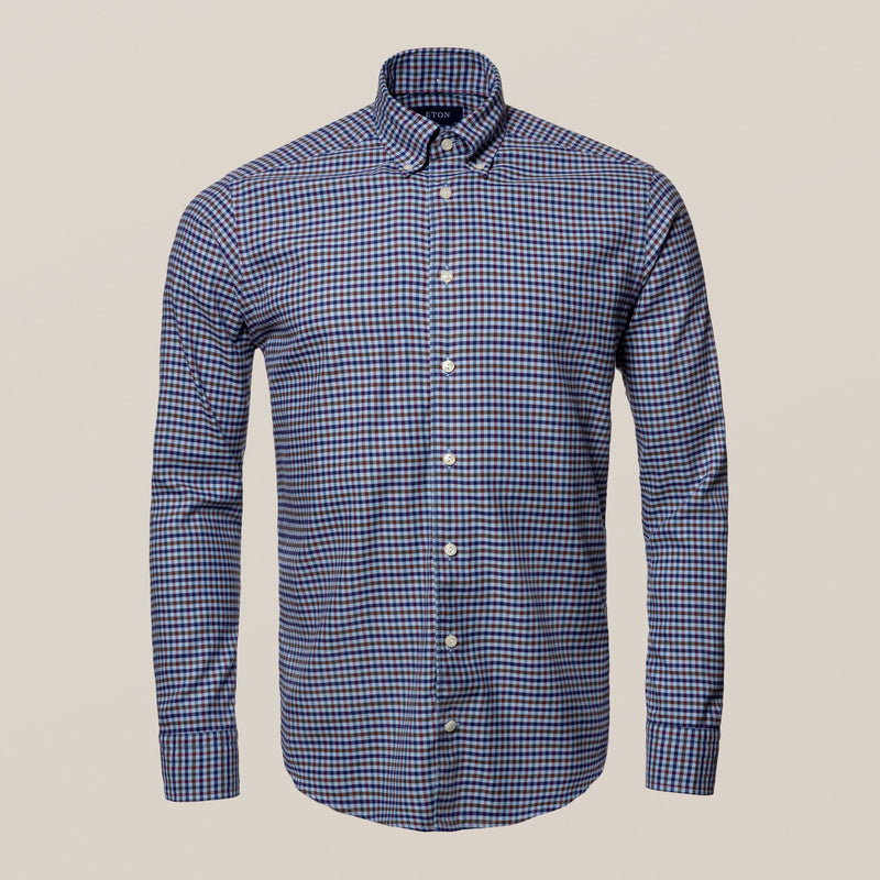 Eton Burgundy Cotton Tencel Flannel Shirt
