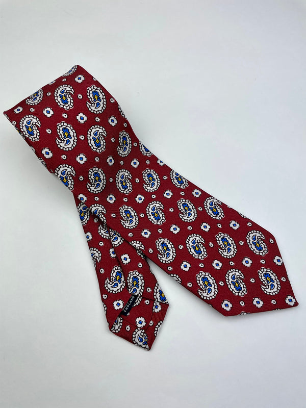 Drakes Bright Red Paisley Tie