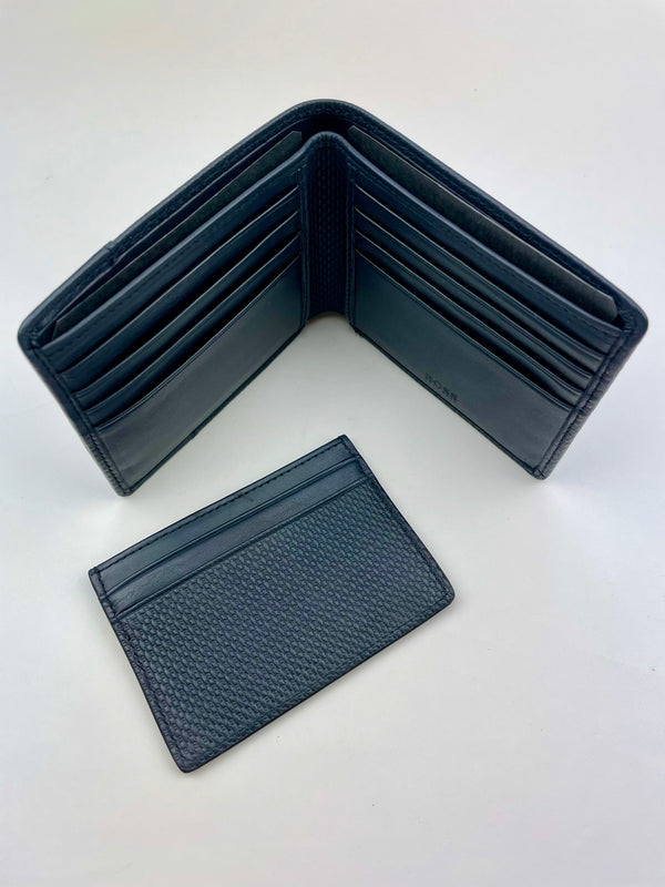 Hugo Boss Navy Leather Wallet / Card Holder Set