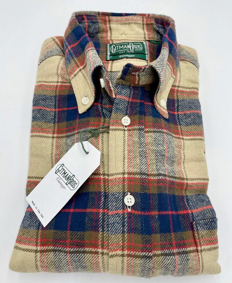 Gitman Vintage Tan Indigo Slub Check