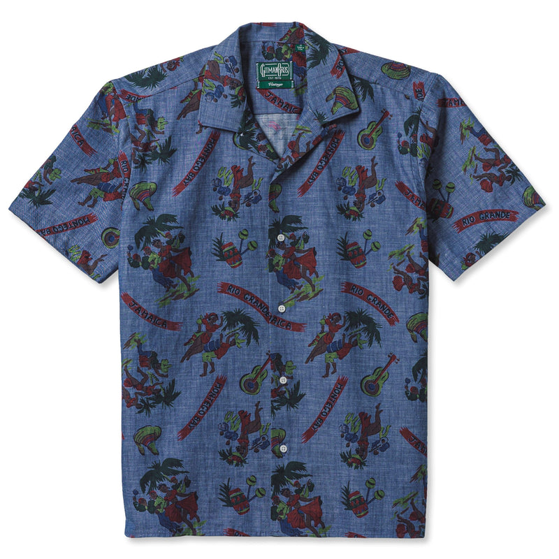 Gitman Vintage Indigo Aloha Camp Collar Shirt