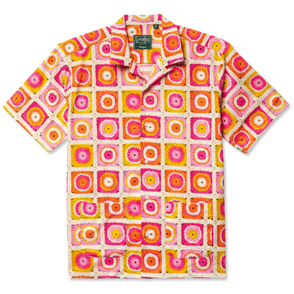 Gitman Vintage Sunflower Crochet Pattern Camp Collar Shirt