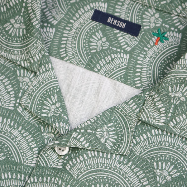 Benson Green Frawn Pattern Camp Collar Shirt
