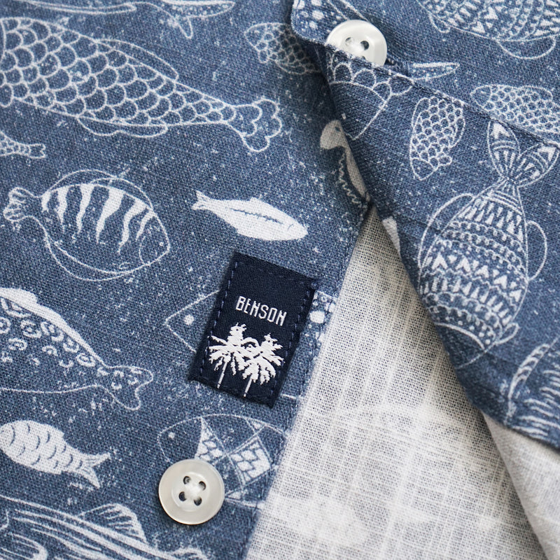 Benson Fish Pattern Camp Collar Shirt