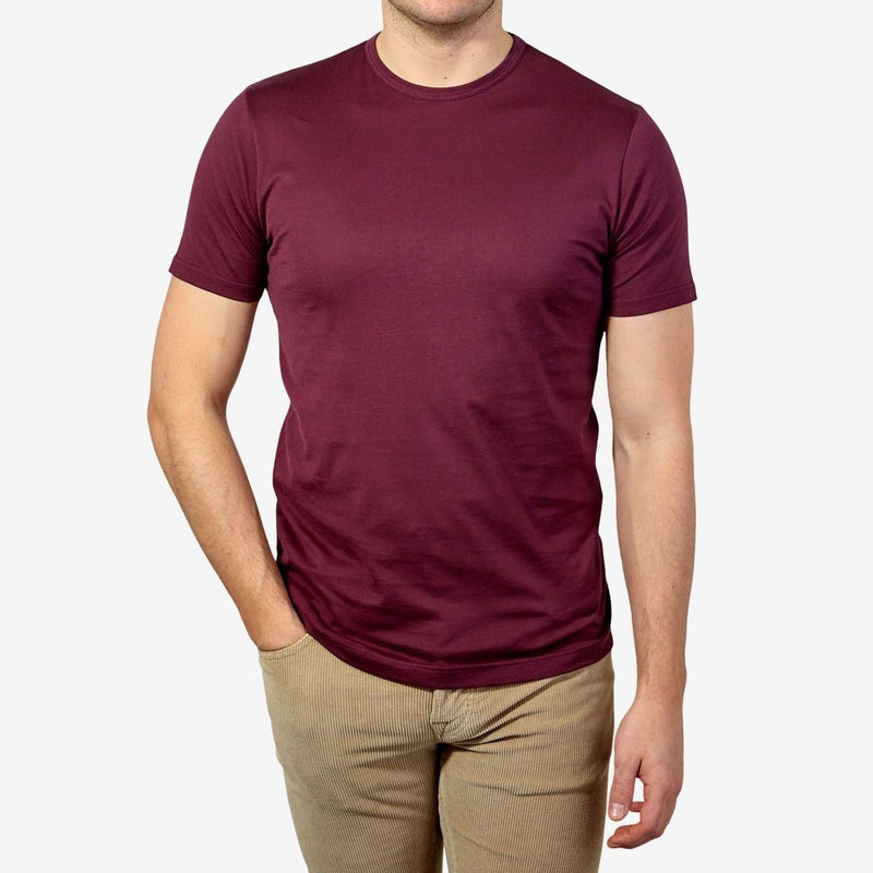 Sunspel Pima Cotton T-Shirt Burgundy