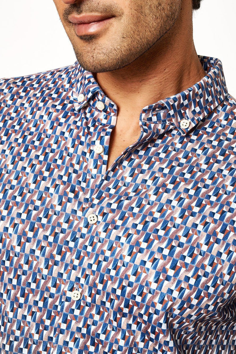 Desoto Abstract Pattern Jersey Stretch Short Sleeve Shirt