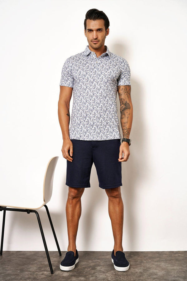 Desoto Pineapple Pattern Jersey Stretch Short Sleeve Shirt