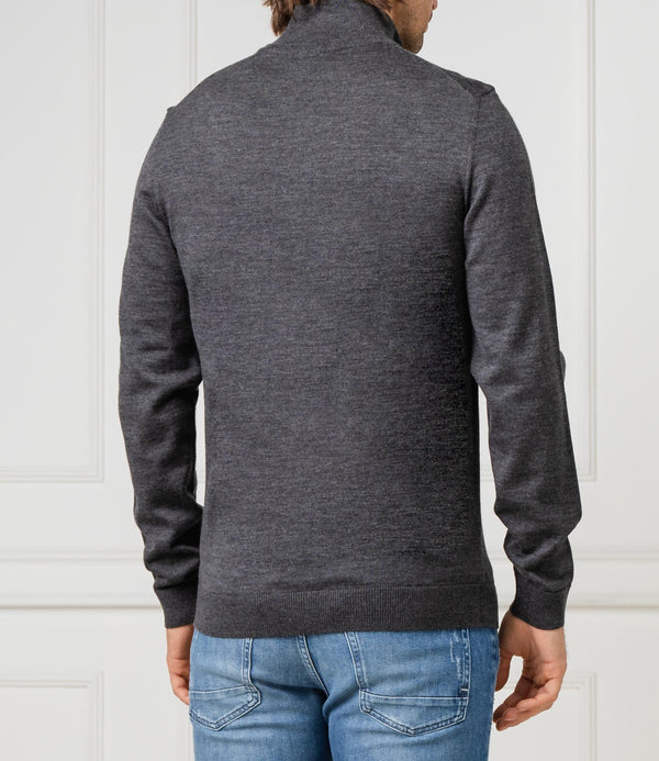 Joop Dario 1/4 Zip Merino Wool Sweater Charcoal