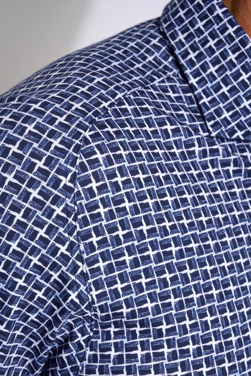 Desoto Blue Blocks Pattern Long Sleeve Jersey Shirt