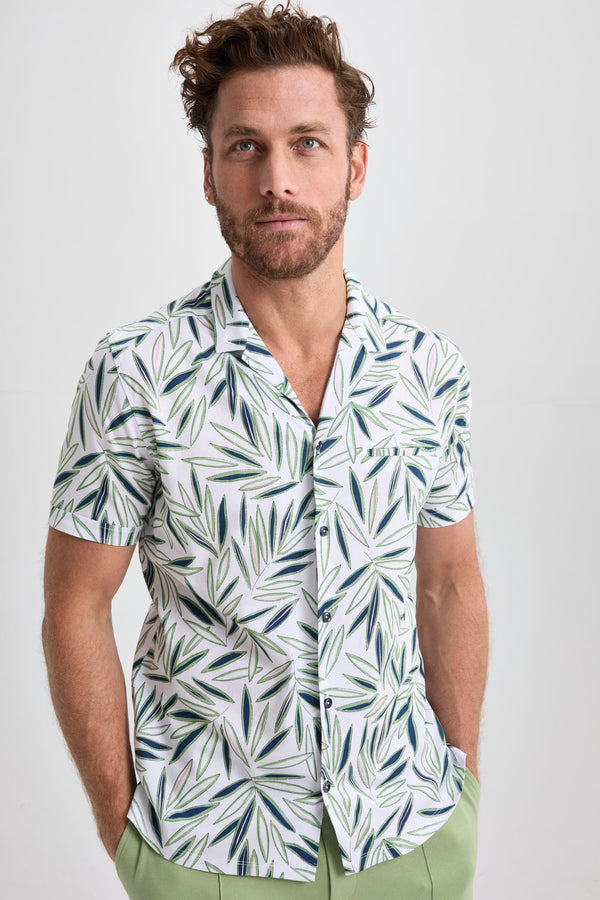 Stone Rose Palm Frawn Camp Collar Shirt