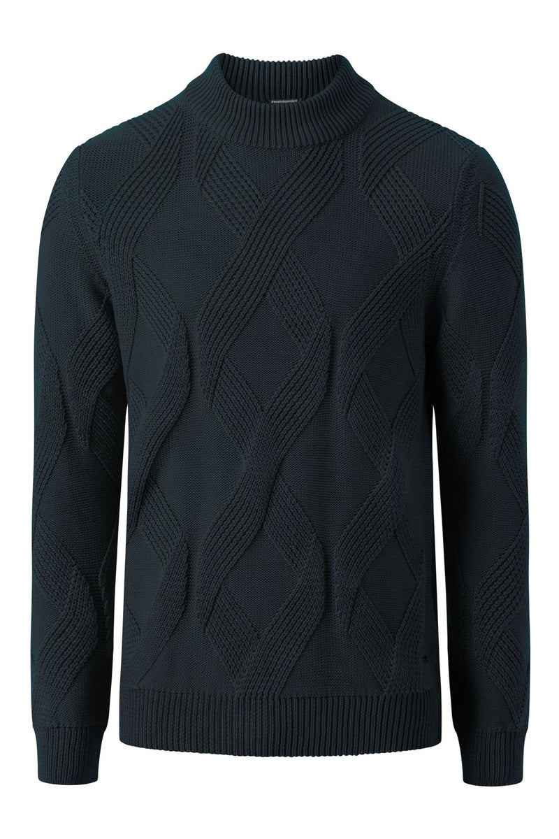 Strellson Adrian-K Modified Cable Mock Sweater Navy