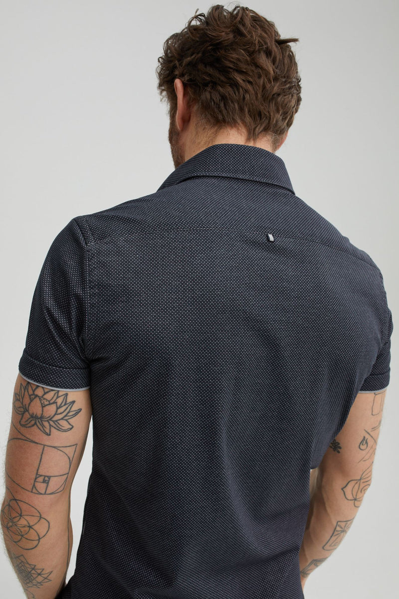 Stone Rose Jersey Short Sleeve Shirt Black Micro Dot